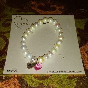 1115 Crystal Freshwater Pearl Rose "Mom" Bracelet